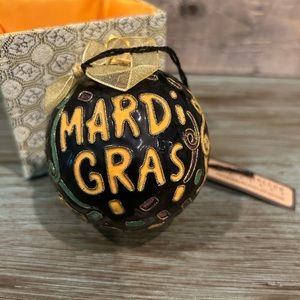 Kitty Keller Mardi Gras Themed Round Cloisonné Christmas Ornament - Black
